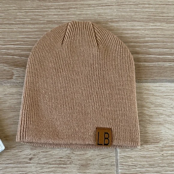 2 Little Bipsy Knit Beanie Set - White and Tan - Picture 4 of 4